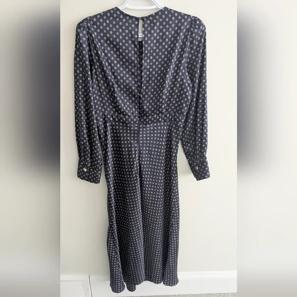 Sandro Midnight Blue Patterned Long Sleeve Dress - Picture 6 of 11